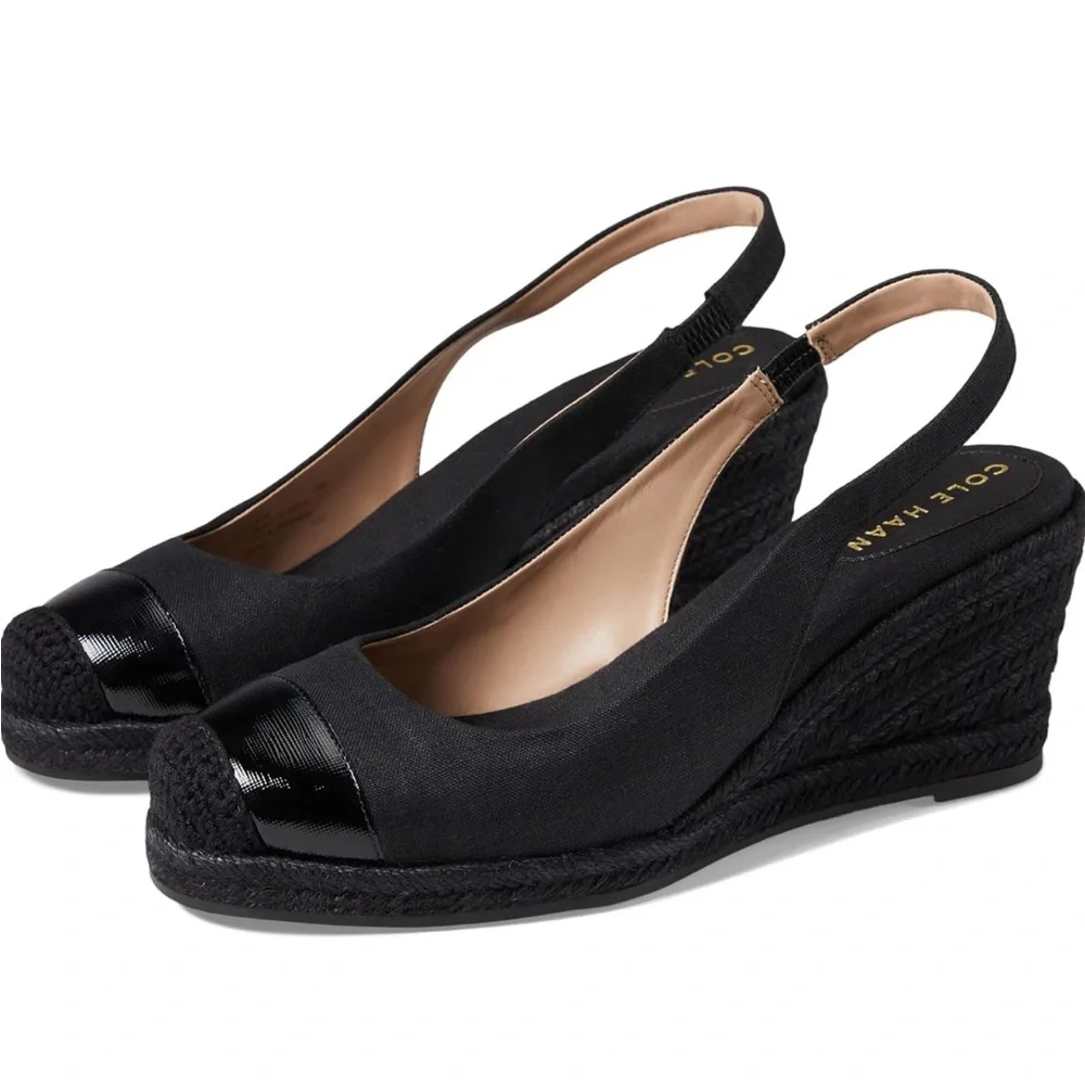 - 🔥🖤Cole Haan Cloudfeel Espadrille Wedge Slingback